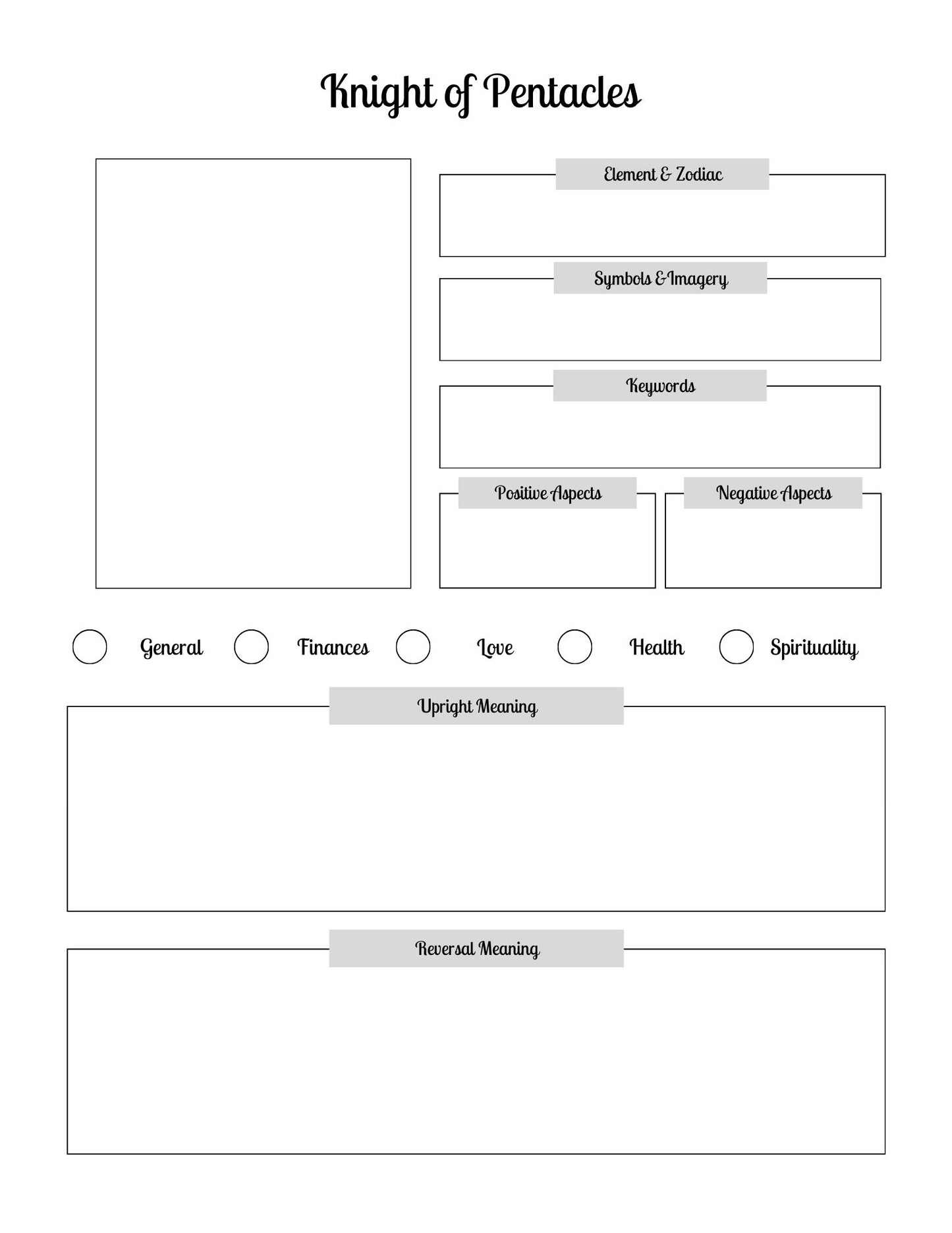 Tarot Study Journal (printable download))