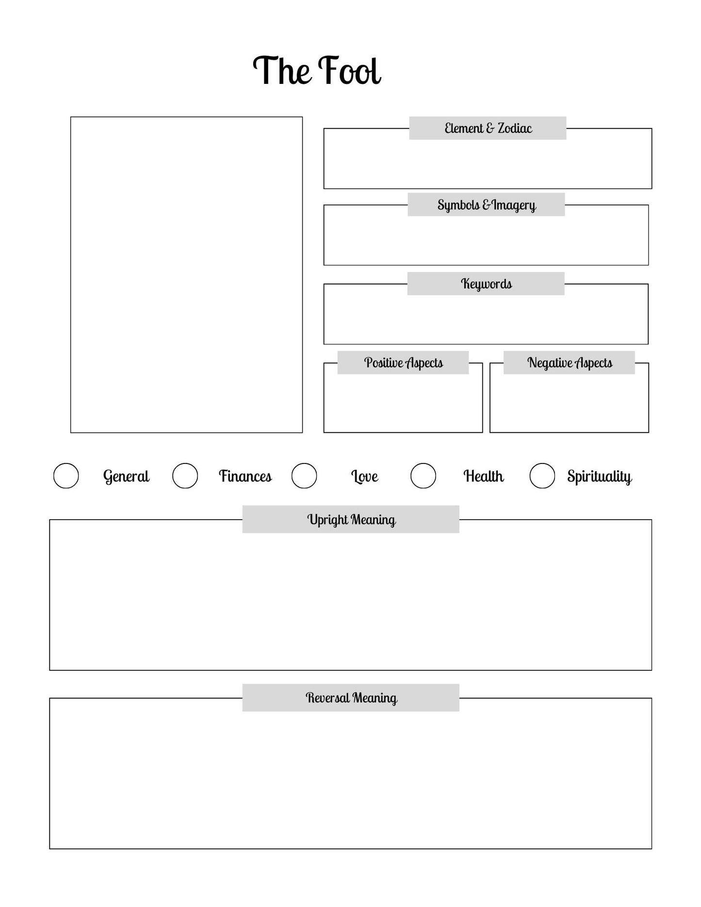 Tarot Study Journal (printable download))